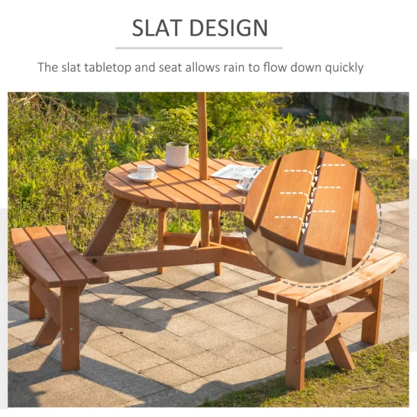 Outsunny 6 Seater Wooden Picnic Table - Image 6