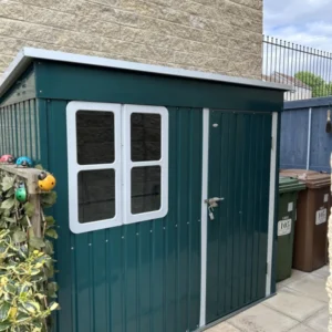 Outsunny 7ft x 4ft Metal Pent Garden Shed with Foundation Grid - Green