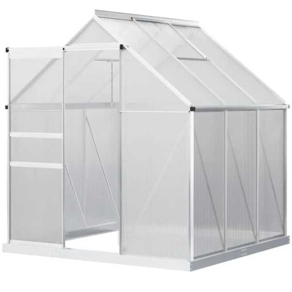 Outsunny 6ft x 6ft Polycarbonate Greenhouse - Silver