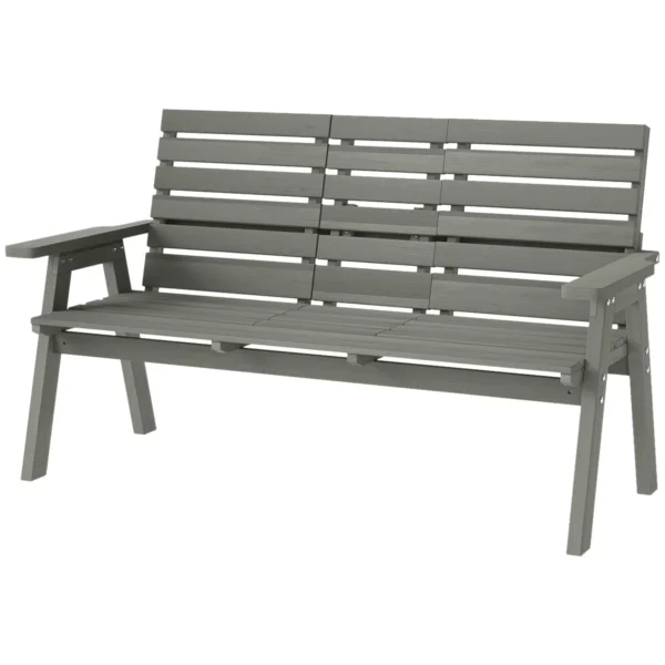 Outsunny Fir Wood Convertible 2 to 3 Seater Timber Garden Bench - Grey - Image 7