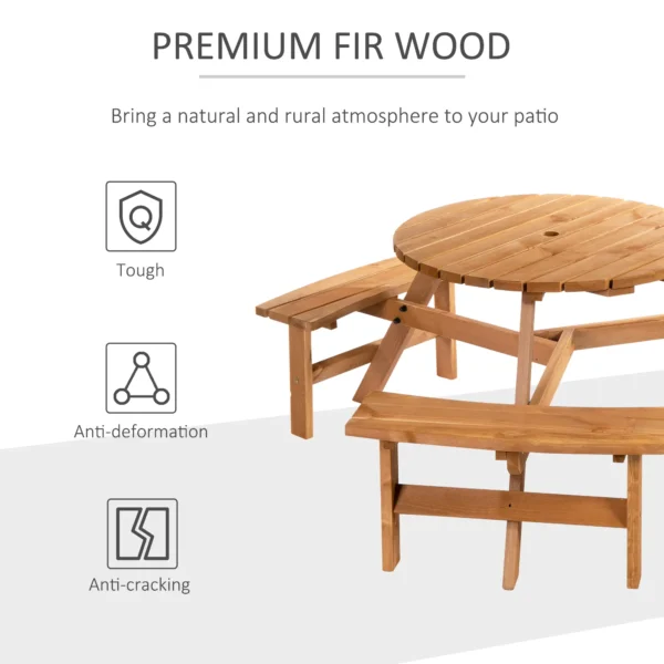 Outsunny 6 Seater Wooden Picnic Table - Image 8