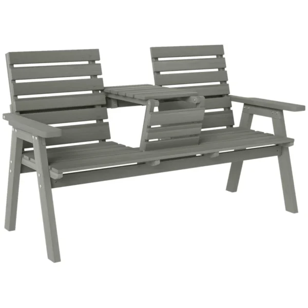 Outsunny Fir Wood Convertible 2 to 3 Seater Timber Garden Bench - Grey