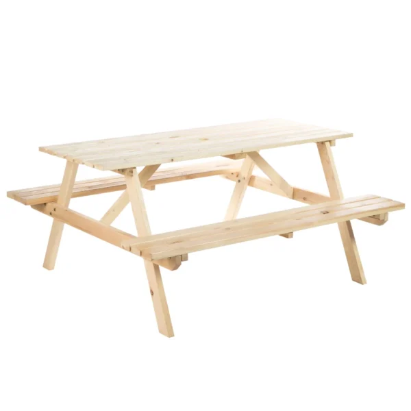 Outsunny 4 Seater Wooden Rectangular Picnic Table - Image 8