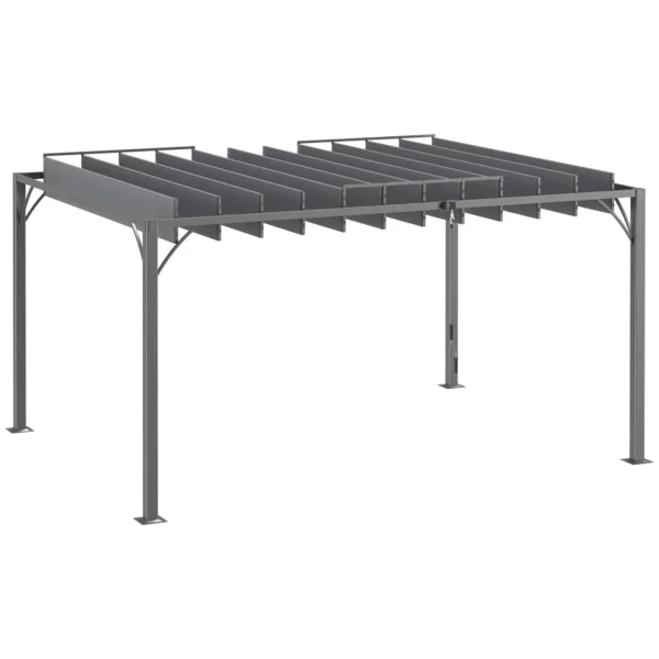 OutSunny 13'x10′ Metal Retractable Pergola - Grey