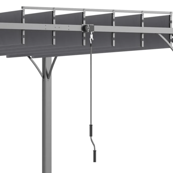 OutSunny 13'x10′ Metal Retractable Pergola - Grey - Image 10