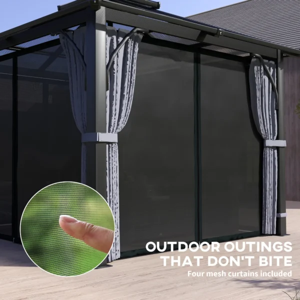 OutSunny 10'x10′ Hardtop Metal Gazebo Canopy with Double Polycarbonate Roof - Dark Grey - Image 11