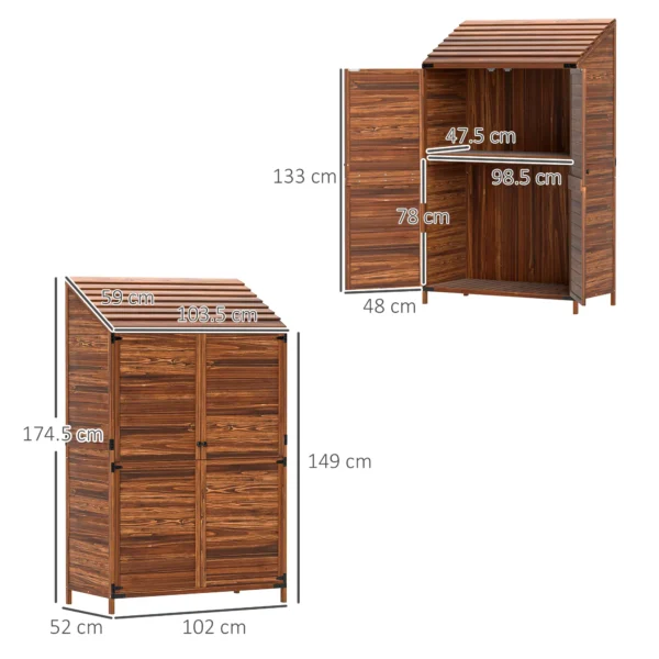 Outsunny 3' x 2' Lean To Wooden Garden Shed - Mixed Brown - Image 10