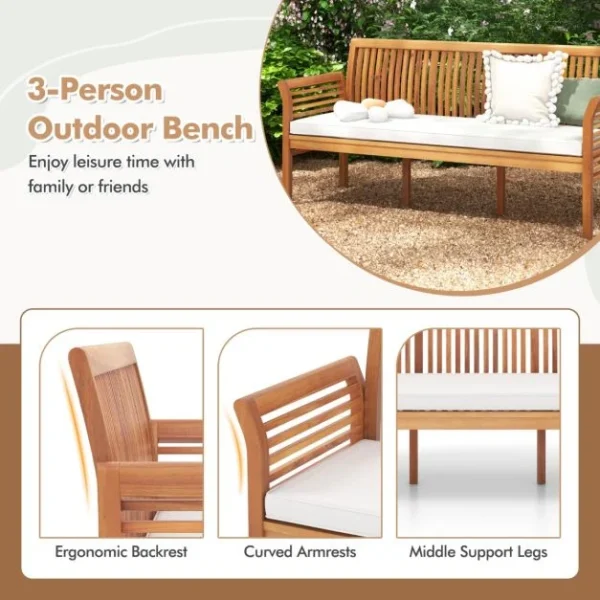 Pro-Tect Wooden 3-Person Porch Bench with High Backrest - Image 9