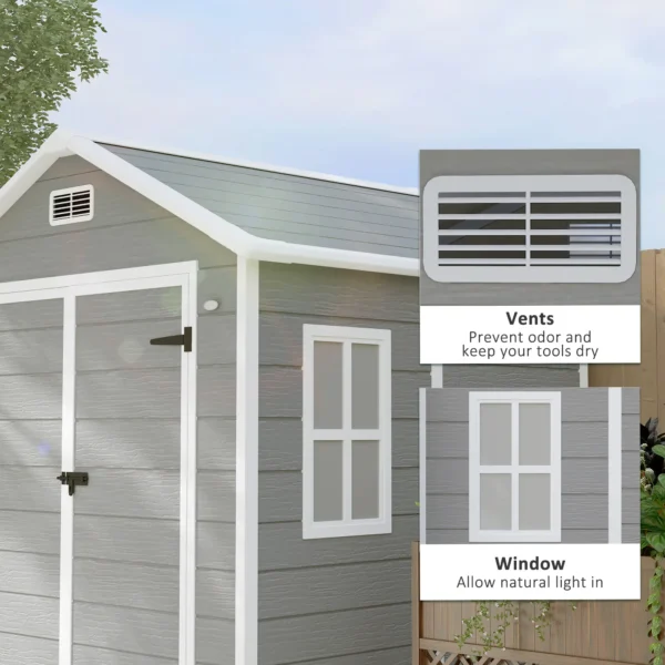 Outsunny 6'x5' Plastic Garden Storage Shed - Dark Grey - Image 2