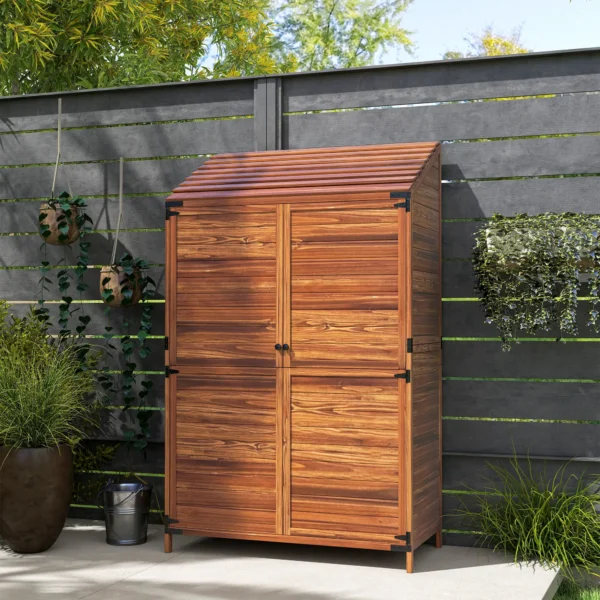 Outsunny 3' x 2' Lean To Wooden Garden Shed - Mixed Brown - Image 6