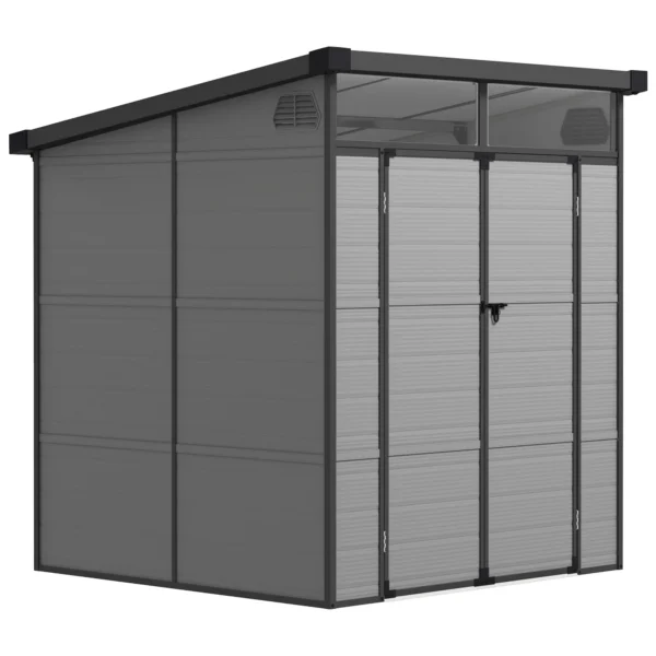 Outsunny 6x6 Plastic Pent Shed with Skylight - Light Grey