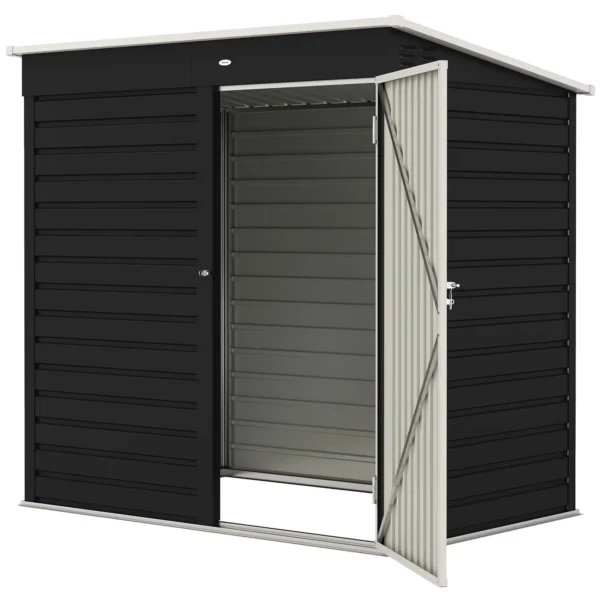 Outsunny 6ft x 4ft Metal Outdoor Tool Storage Shed with Lockable Door - Dark Grey & White - Image 8