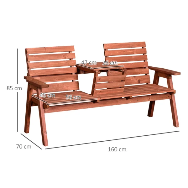 Outsunny Fir Wood Convertible 2 to 3 Seater Timber Garden Bench - Image 11