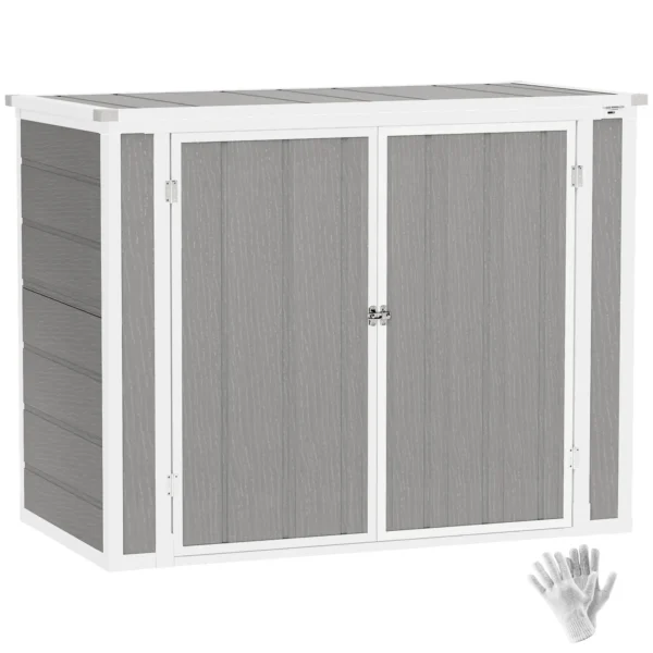 Outsunny Plastic Double Bin Storage Unit -  Grey - Image 11