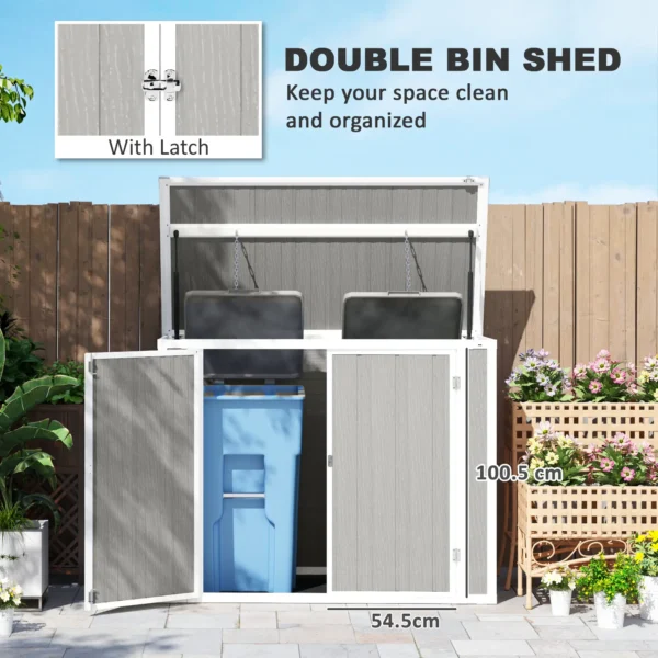 Outsunny Plastic Double Bin Storage Unit -  Light Grey - Image 10