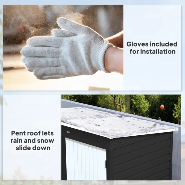 Outsunny 6ft x 4ft Metal Outdoor Tool Storage Shed with Lockable Door - Dark Grey & White - Image 11