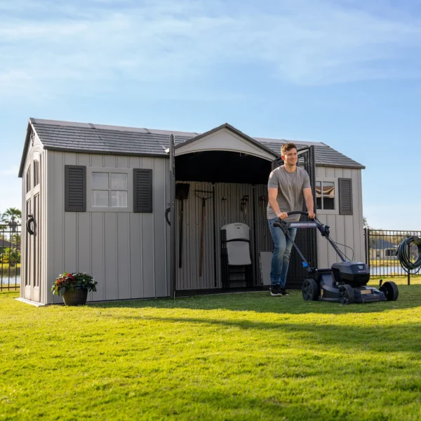 Lifetime 15×8 Vertical Cladding Heavy Duty Plastic Shed – Dual Entry