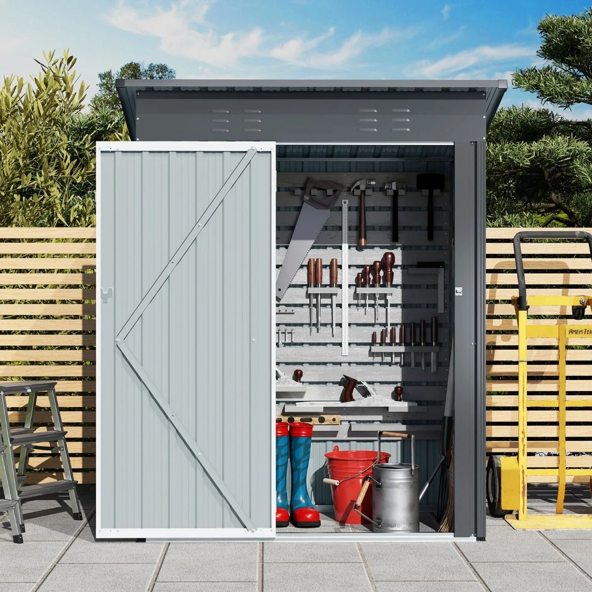 Pro-Tect 5'x2.5' Metal Pent Shed - Grey - Image 9