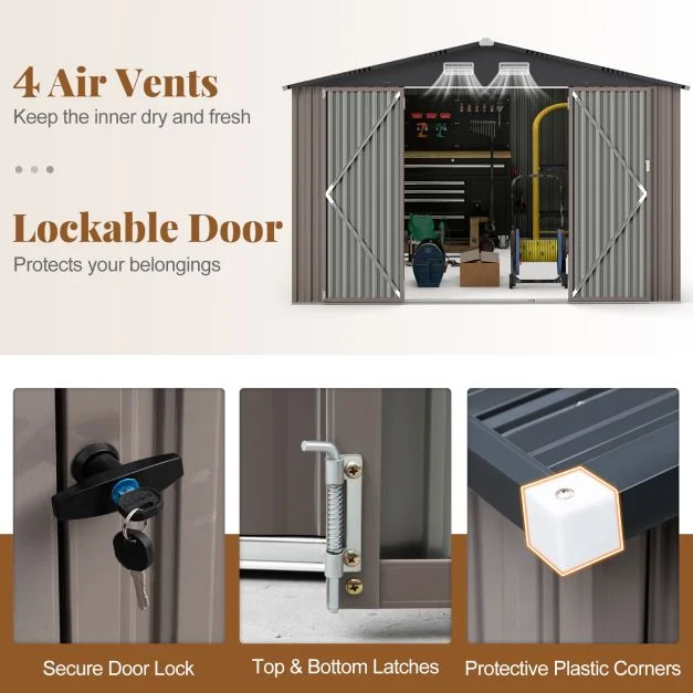 Pro-Tect 10'x14' Metal Apex Shed - Warm Grey - Image 11