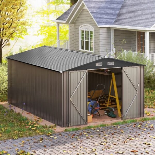 Pro-Tect 10'x14' Metal Apex Shed - Grey - Image 3