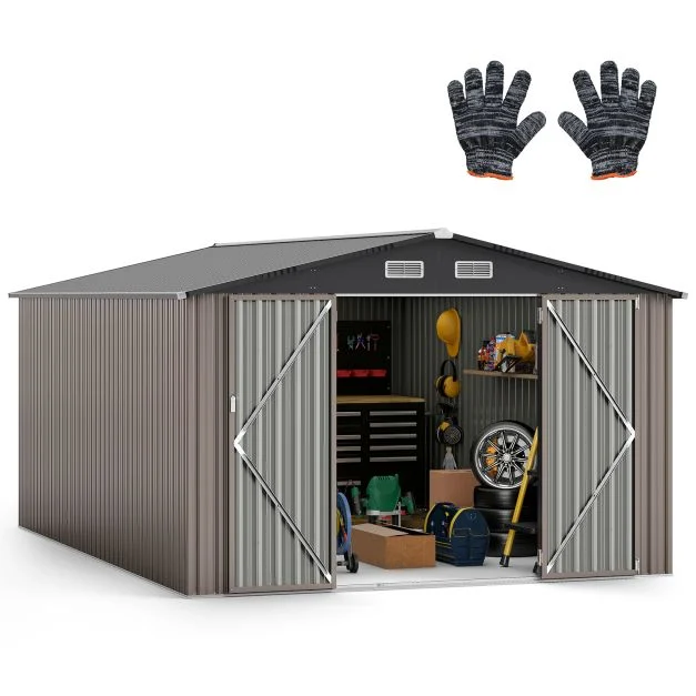 Pro-Tect 10'x14' Metal Apex Shed - Warm Grey - Image 5