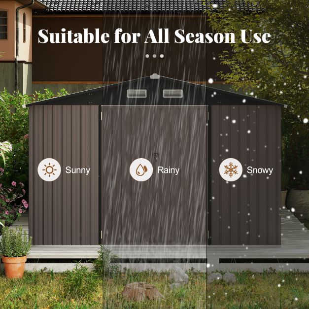Pro-Tect 10'x14' Metal Apex Shed - Warm Grey - Image 7