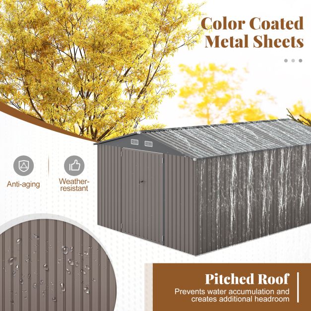 Pro-Tect 10'x14' Metal Apex Shed - Warm Grey - Image 8