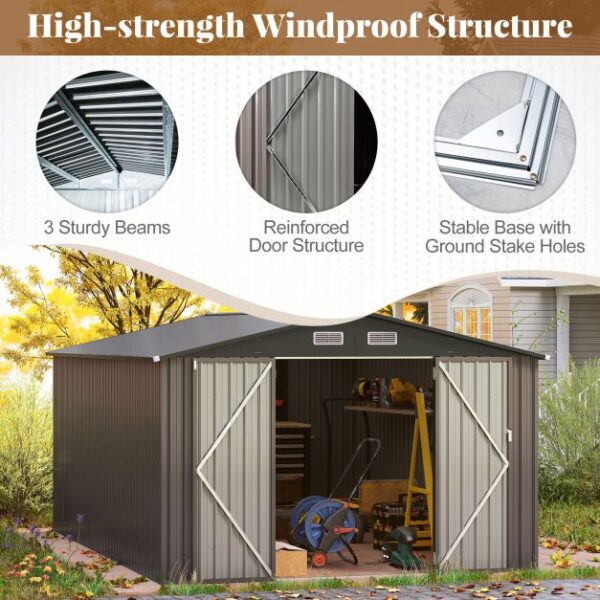 Pro-Tect 10'x14' Metal Apex Shed - Grey - Image 9