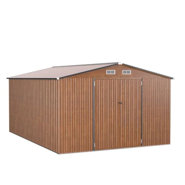 Pro-Tect 10'x14' Metal Apex Shed - Woodlook Brown - Image 3