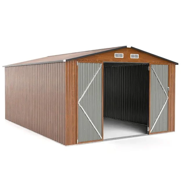 Pro-Tect 10'x14' Metal Apex Shed - Woodlook Brown