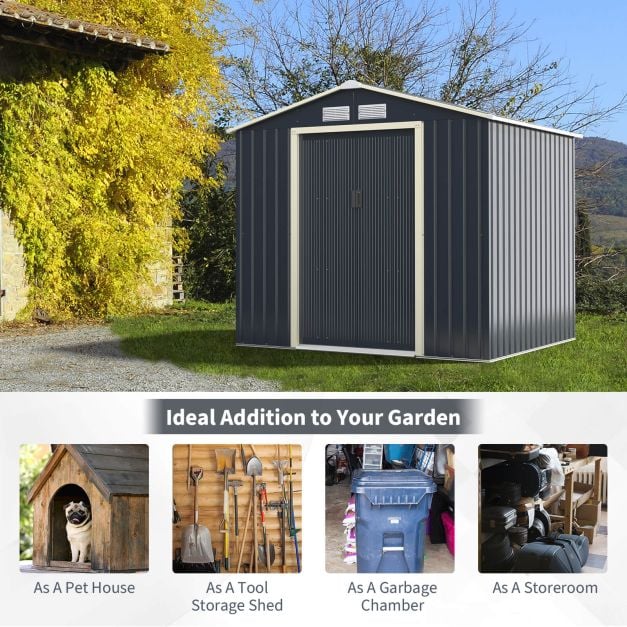 Pro-Tect 7x6 Apex Metal Shed - Grey - Image 12