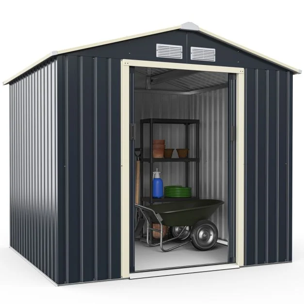 Pro-Tect 7x6 Apex Metal Shed - Grey - Image 6