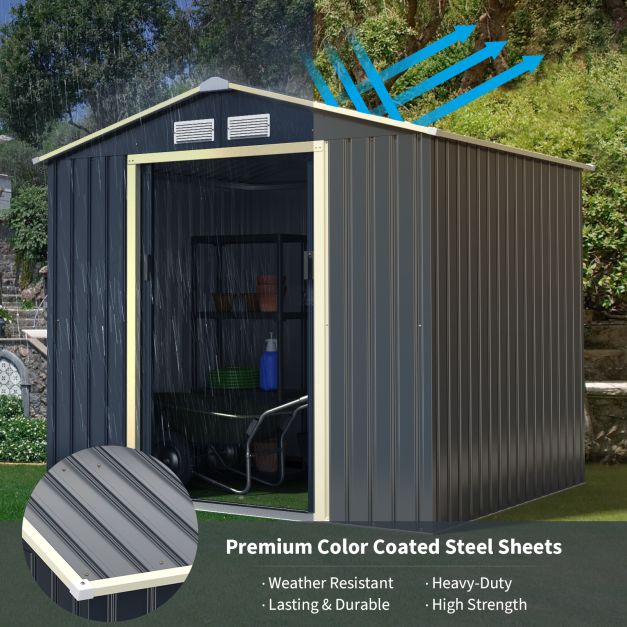 Pro-Tect 7x6 Apex Metal Shed - Grey - Image 9