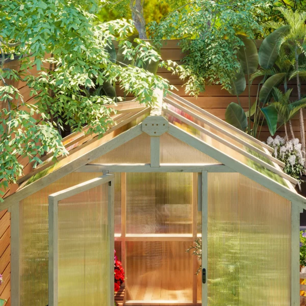 Outsunny 6.5ft x 6ft Polycarbonate Timber Greenhouse - Image 7