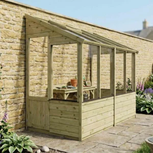 Mercia 8'x4' Traditional Green Dipped Treatment Lean To Timber Greenhouse  (Expected into warehouse 14/04/2026)