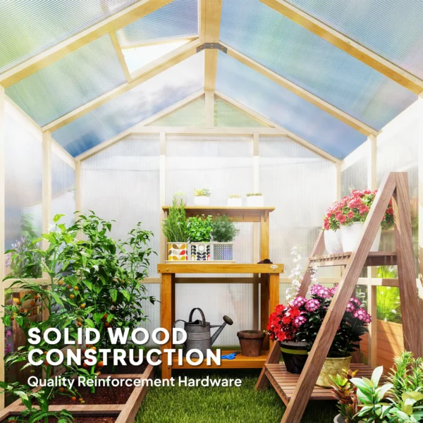 Outsunny 6.5ft x 6ft Polycarbonate Timber Greenhouse - Image 3