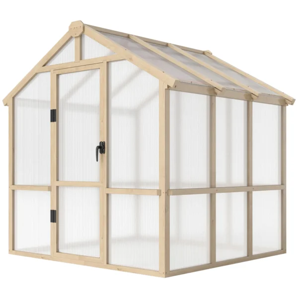 Outsunny 6.5ft x 6ft Polycarbonate Timber Greenhouse - Image 6