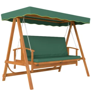 Outsunny 3 Seater Wooden Garden Swing Seat - Dark Green
