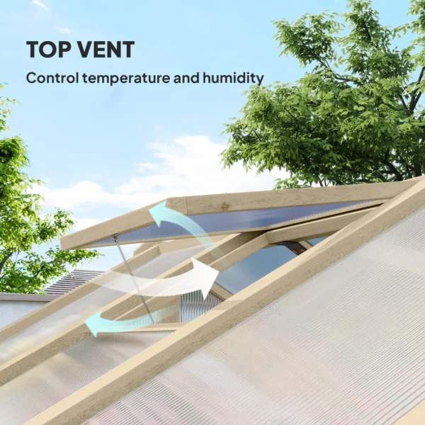 Outsunny 6.5ft x 6ft Polycarbonate Timber Greenhouse - Image 8