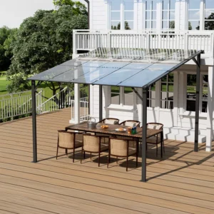 Living and Home 10'x10' Metal Wall-Mounted Outdoor Patio Canopy Small