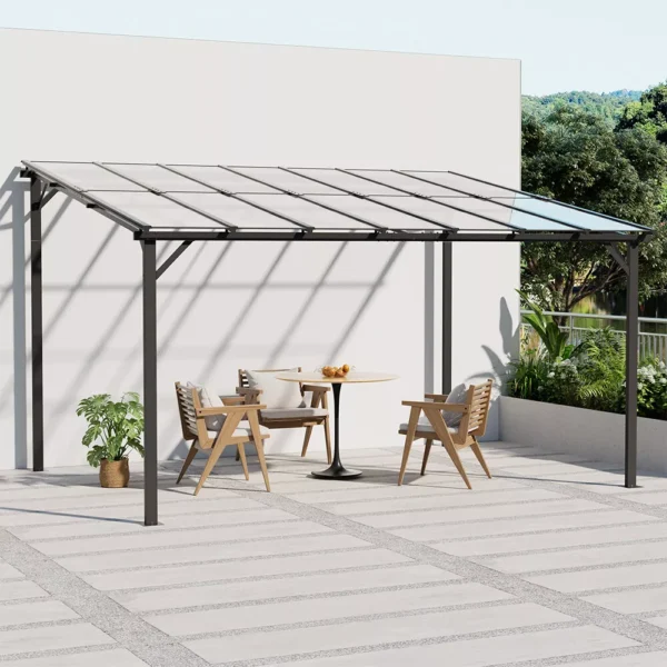 Living and Home 13.5'x10' Metal Wall-Mounted Outdoor Patio Canopy Large - Image 9