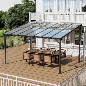 Living and Home 13.5'x10' Metal Wall-Mounted Outdoor Patio Canopy Large