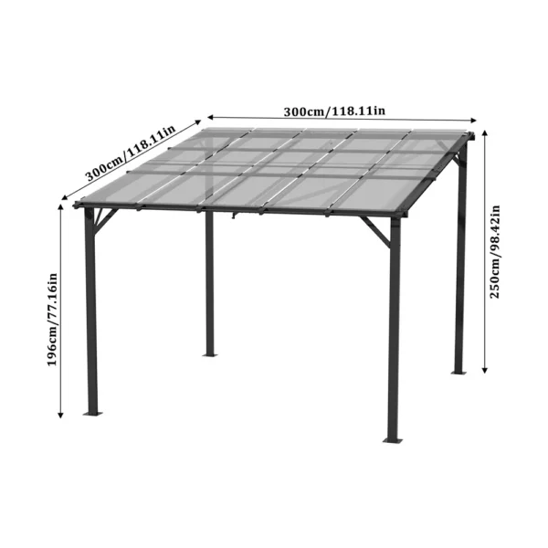 Living and Home 10'x10' Metal Wall-Mounted Outdoor Patio Canopy Small - Image 7