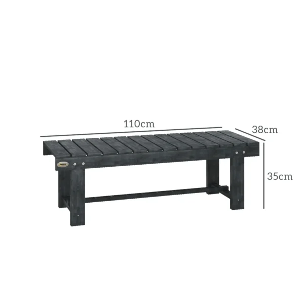 Outsunny Two-Seater Garden Wooden Bench (Set of 5) - Grey - Image 10