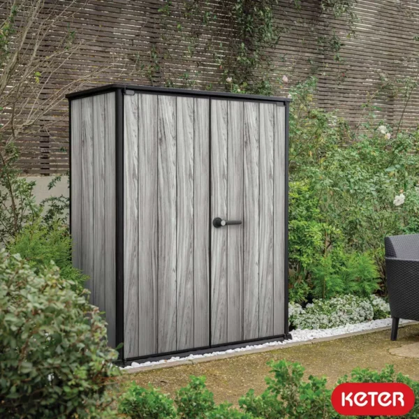 Keter 4.5' x 2' Alto Heavy Duty Vertical Plastic Garden Shed with Shelves - Storm Grey - Image 4
