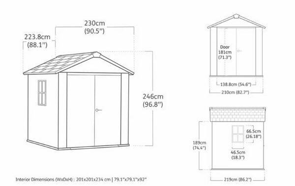 Keter 7.5' x 7' Ashwood Signature Apex Heavy Duty Plastic Shed - Woodlook - Image 9