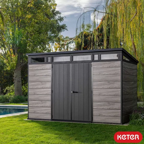 Keter 11'x 7 Storm Grey Signature Heavy Duty Plastic Pent Shed - Image 2