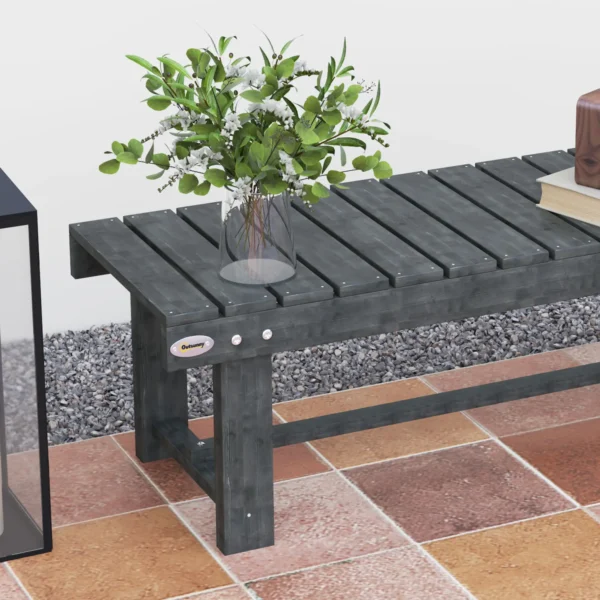 Outsunny Two-Seater Garden Wooden Bench (Set of 5) - Grey - Image 8