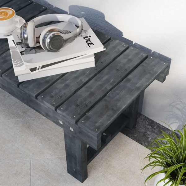 Outsunny Two-Seater Garden Wooden Bench (Set of 5) - Grey - Image 7