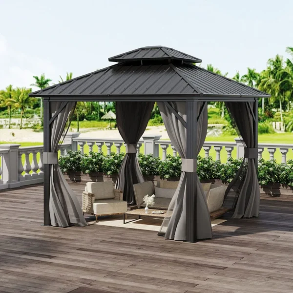 Living and Home 10'x10' Hardtop Metal Patio Gazebo - Image 10